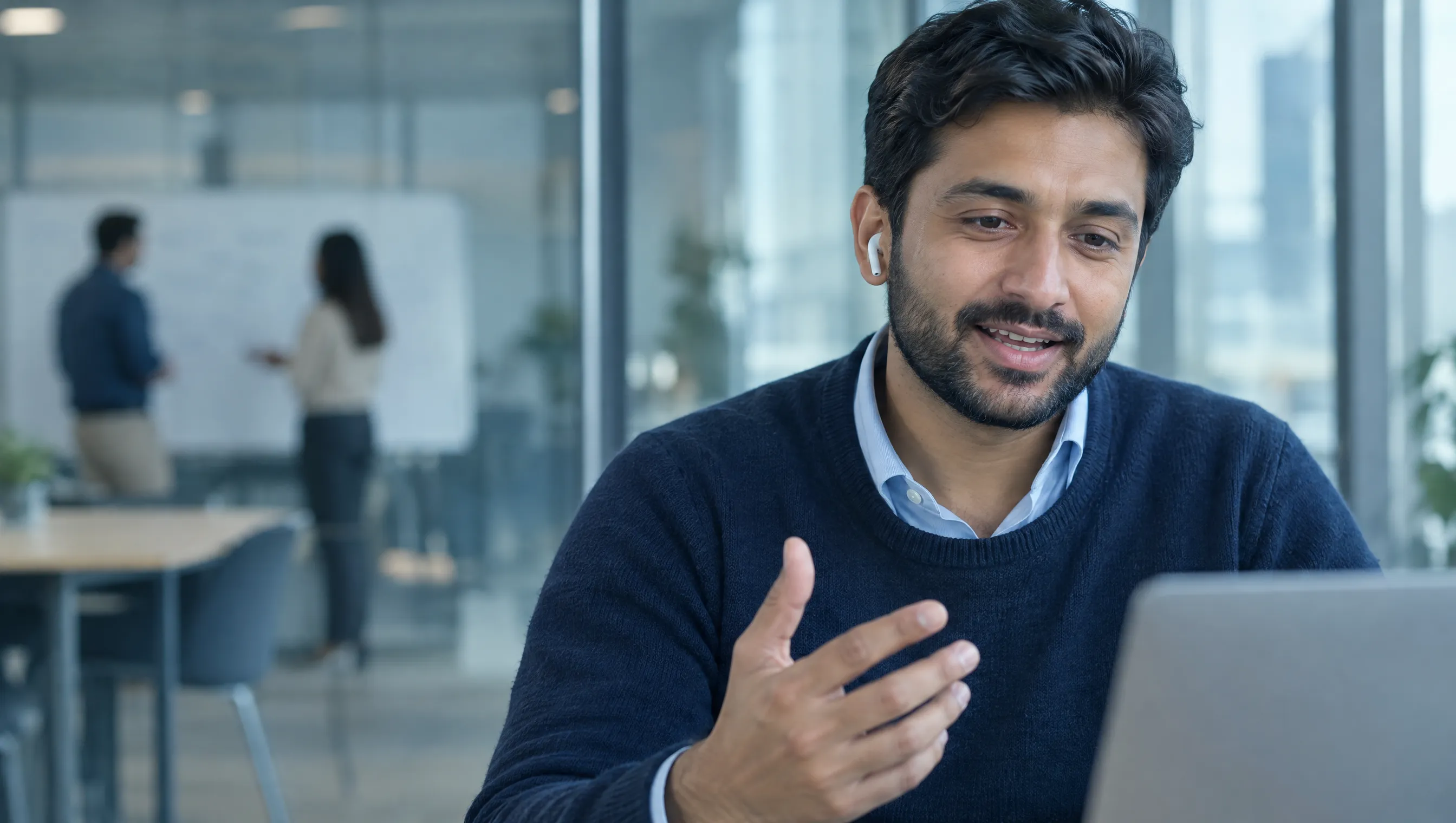 An investor relations lead speaking on a video call